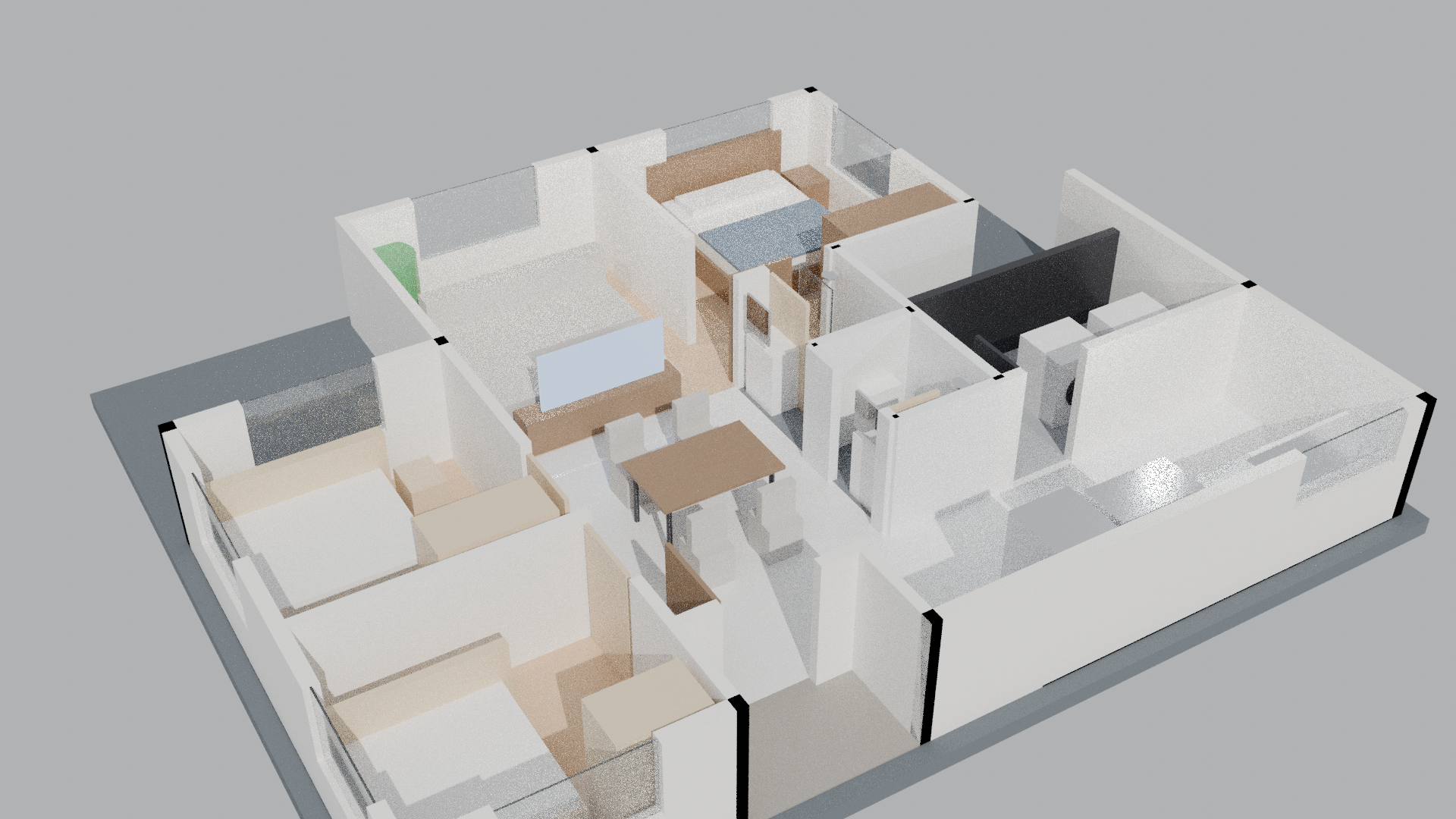 Isometric Dollhouse Cutaway Render